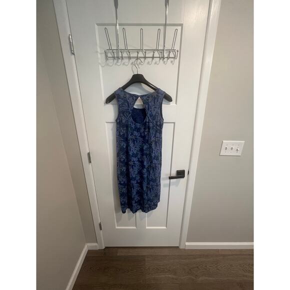 Fresh Produce Sleeveless Cotton Midi Dress Blue Tropical Pattern Boho Size XS - Picture 7 of 12